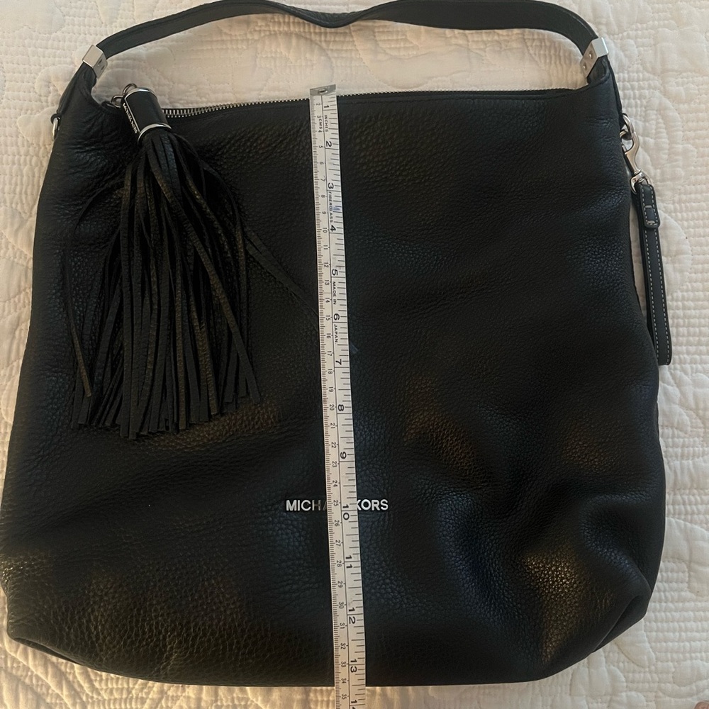 Michael Kors Black Pebbled Leather with Tassle Hobo Bag
